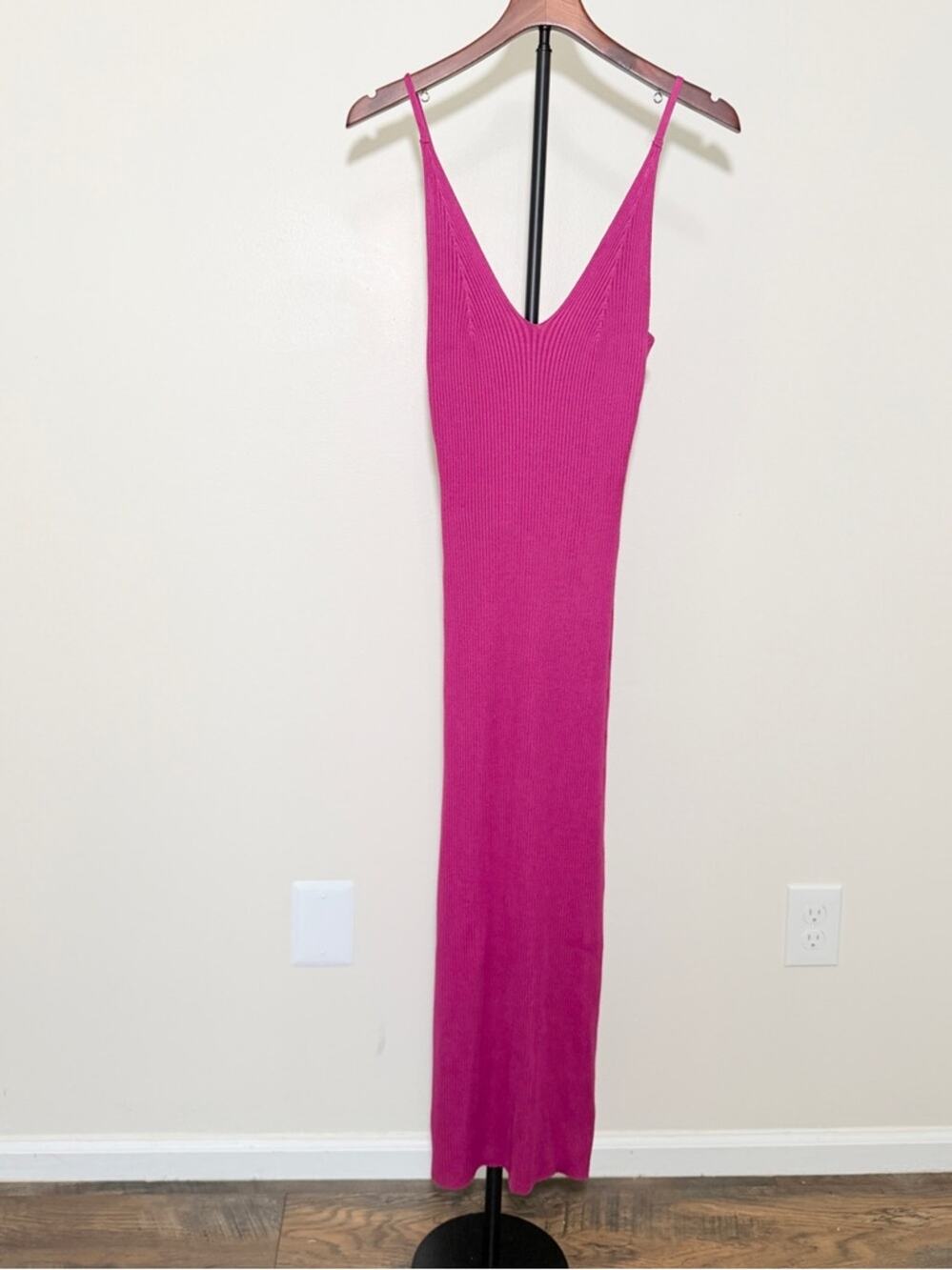 Maxi Dress small hot pink spaghetti straps sleeveless barbiecore
